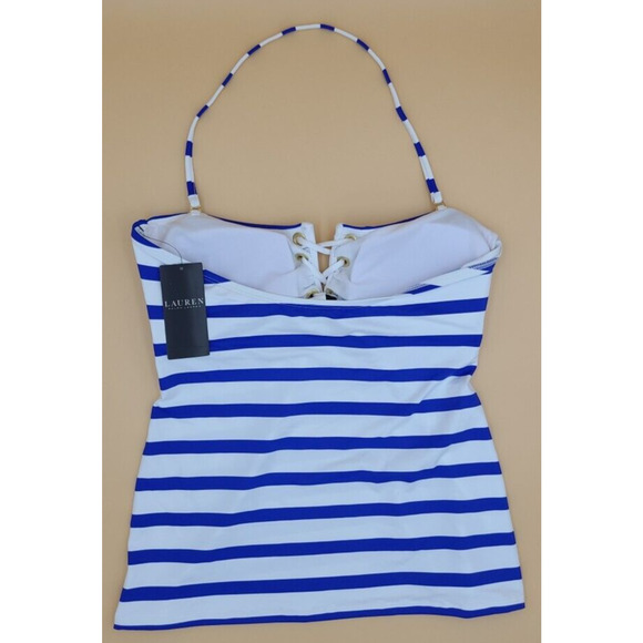 Ralph Lauren Port Stripe Lace Front Tankini Top Royal SIZE 8 NWT - Picture 5 of 5